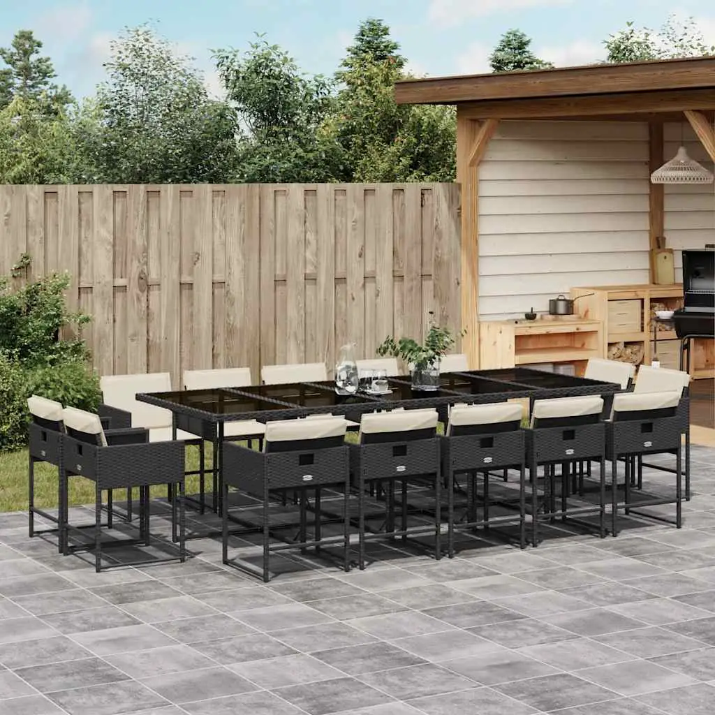Ensemble à manger de jardin 15 pcs coussins noir résine tressée vidaXL 3211410