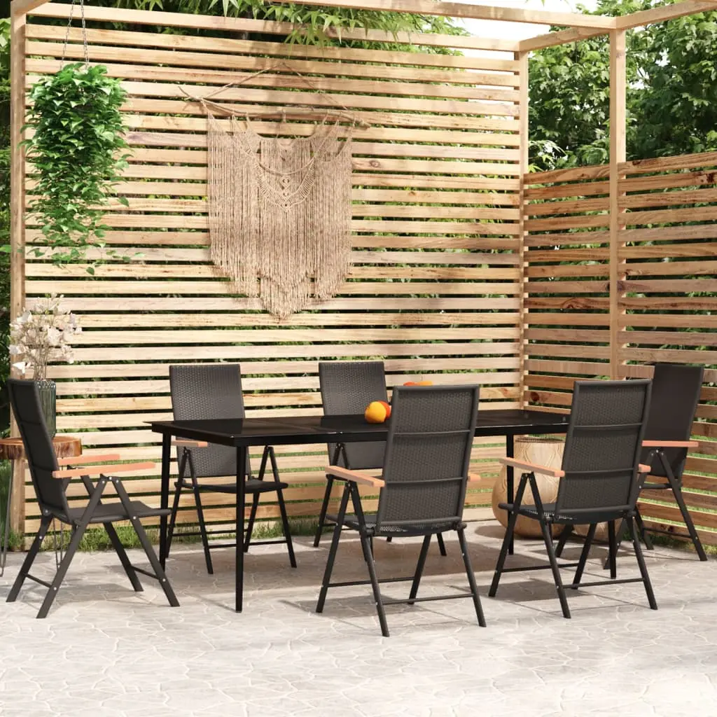 Ensemble à manger de jardin 7 pcs Noir vidaXL 3099123