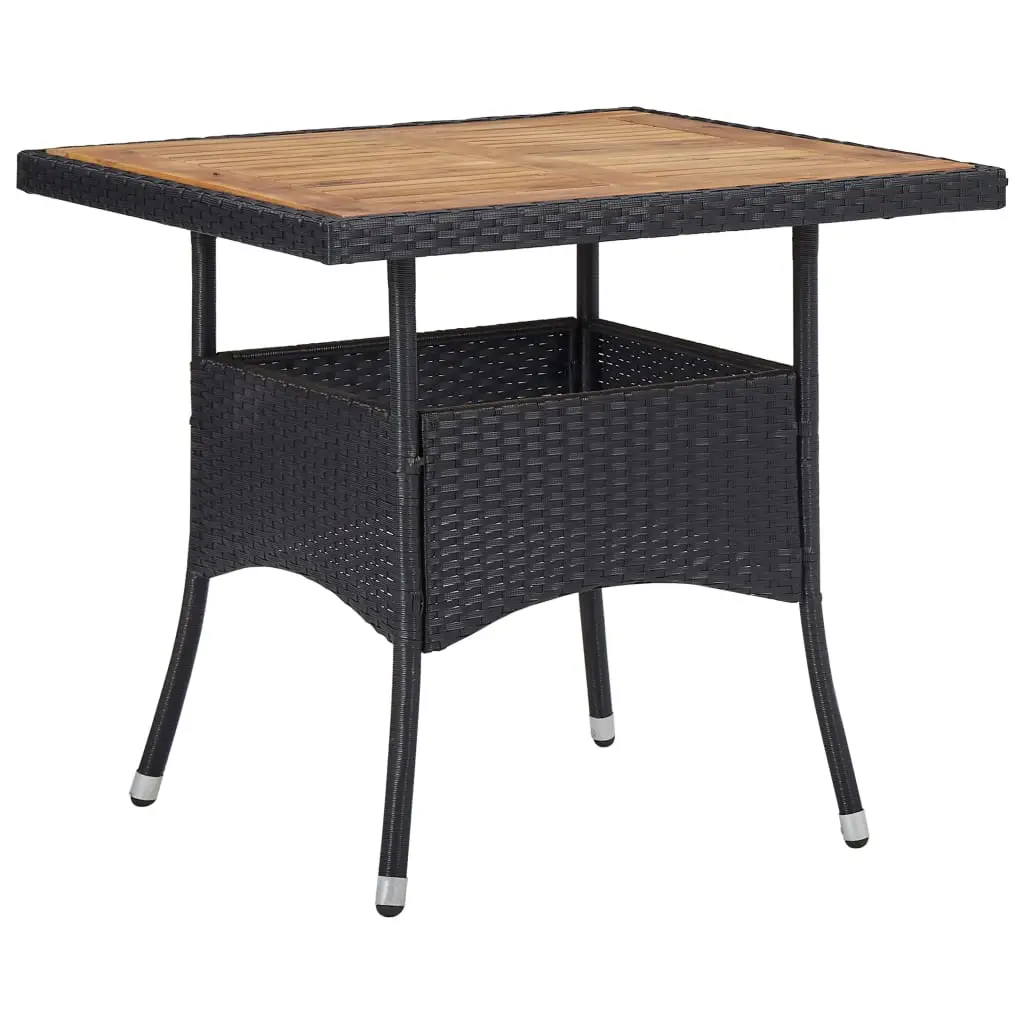 Ensemble à manger de jardin 3 pcs | Mobilier d’extérieur Noir Résine tressée et acacia Maison Chic