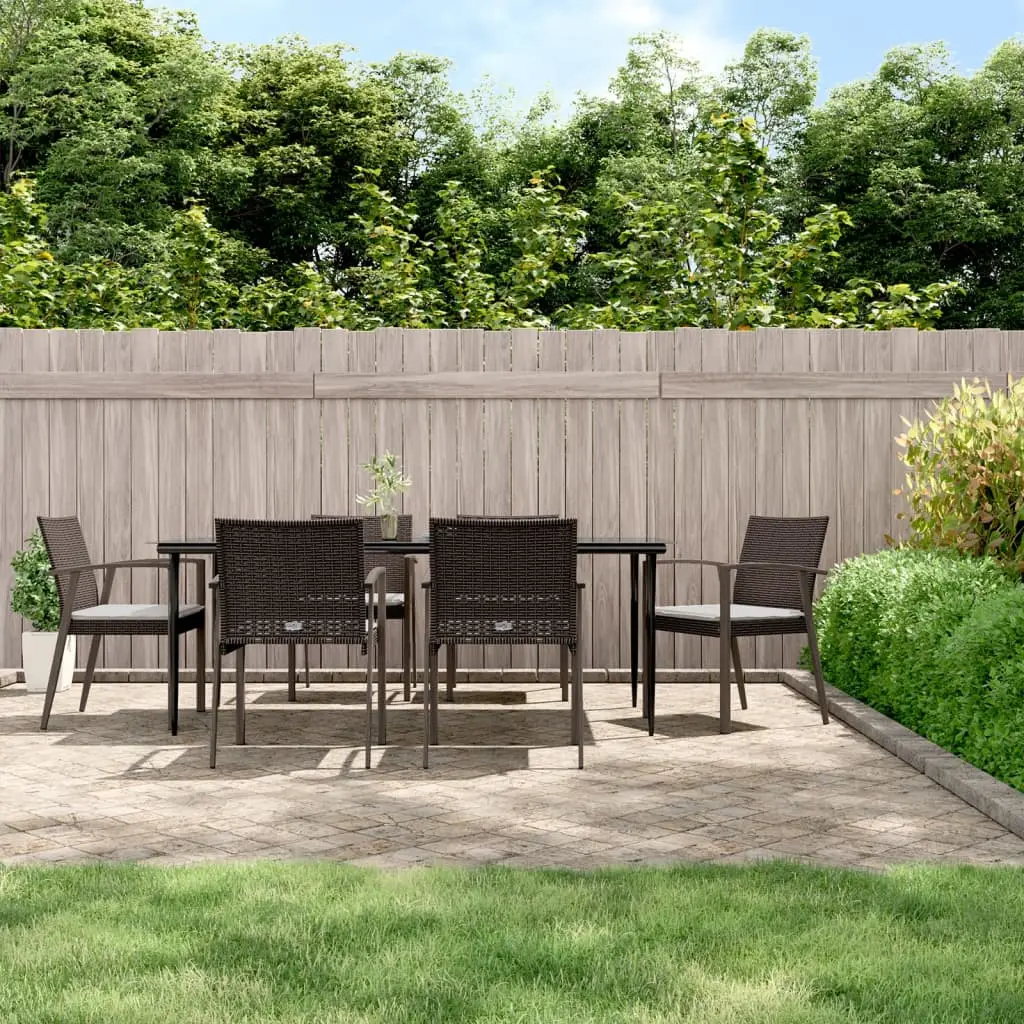 Ensemble à manger de jardin 7 pcs coussins résine tressée acier vidaXL 3186981