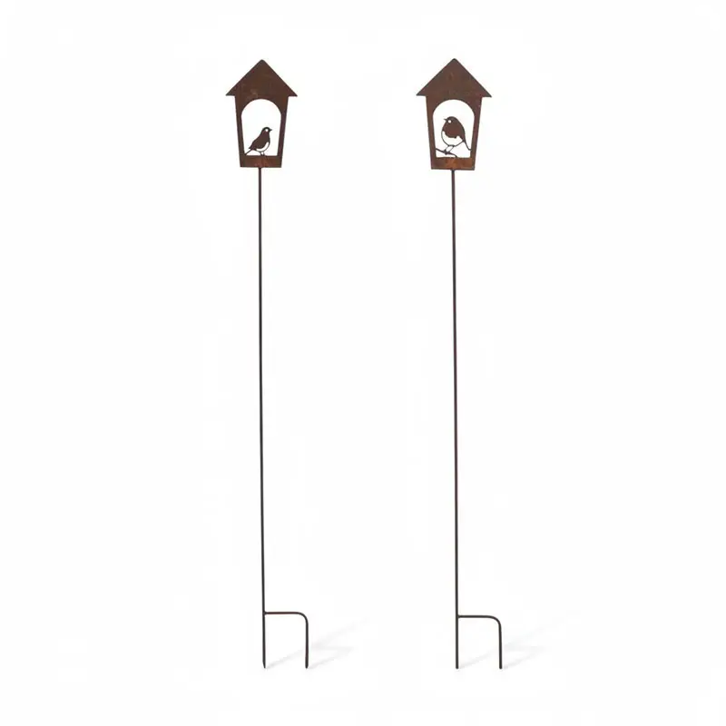 Ensemble 2 tuteurs oiseaux fer 13x117cm