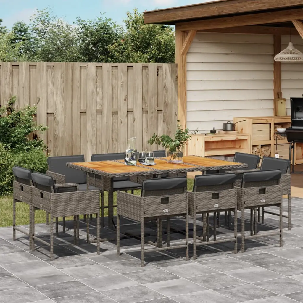 Ensemble à manger de jardin 11pcs avec coussins gris poly rotin vidaXL 3278161