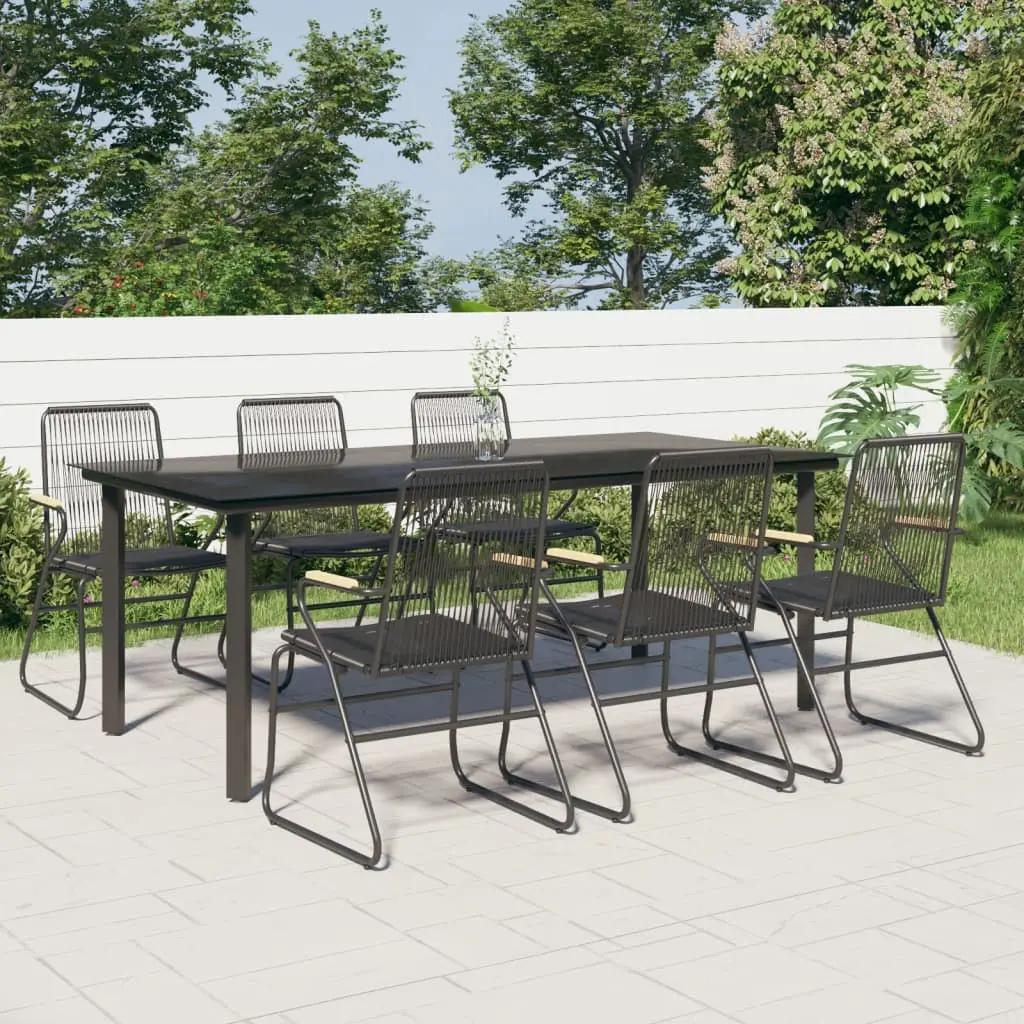 Ensemble à manger de jardin 7 pcs Noir Rotin PVC vidaXL 3099213