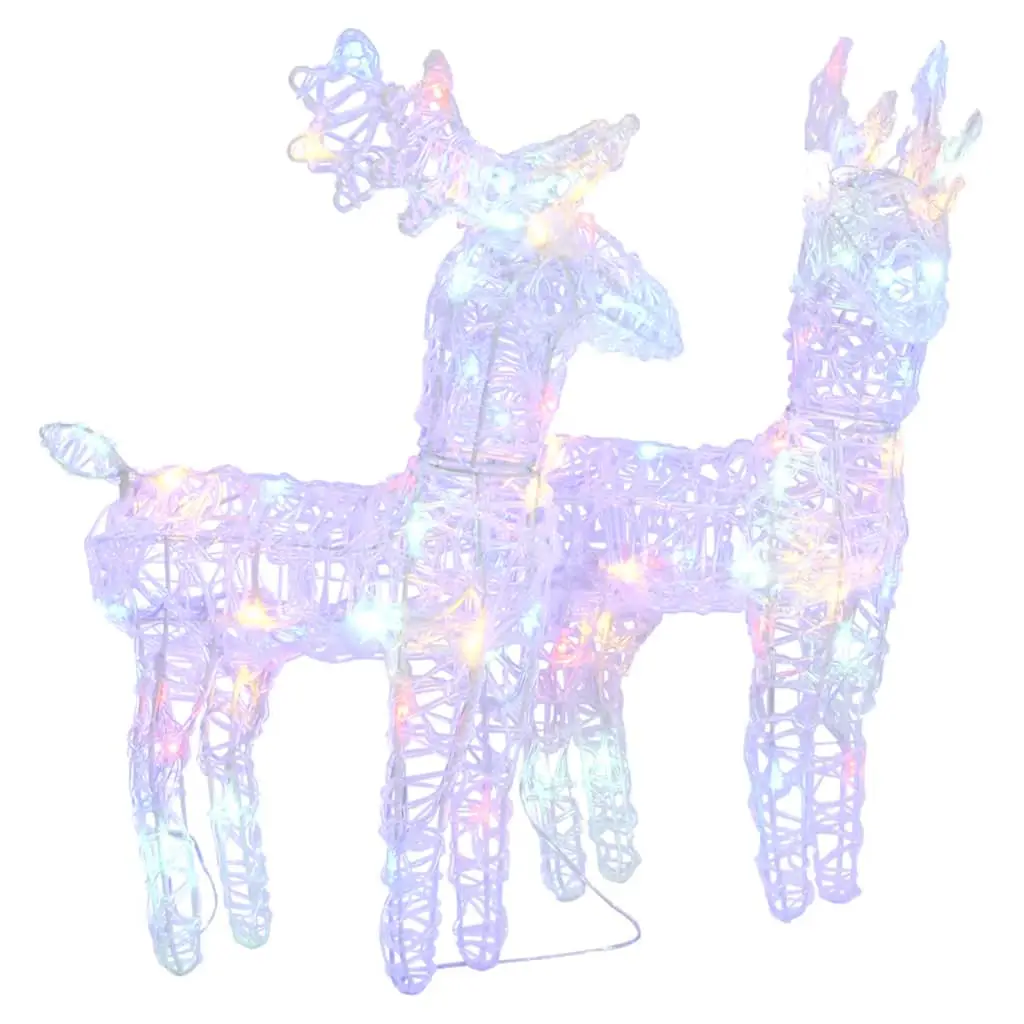 Décoration lumineuse de Noël – Décoration pour Noël – Rennes de Noël 2 pcs 80 LED Multicolore Acrylique
