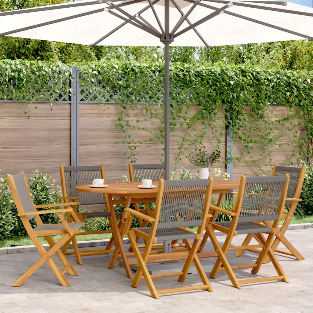 Ensemble à Manger de jardin 7pcs gris polypropylène bois massif vidaXL 3281710