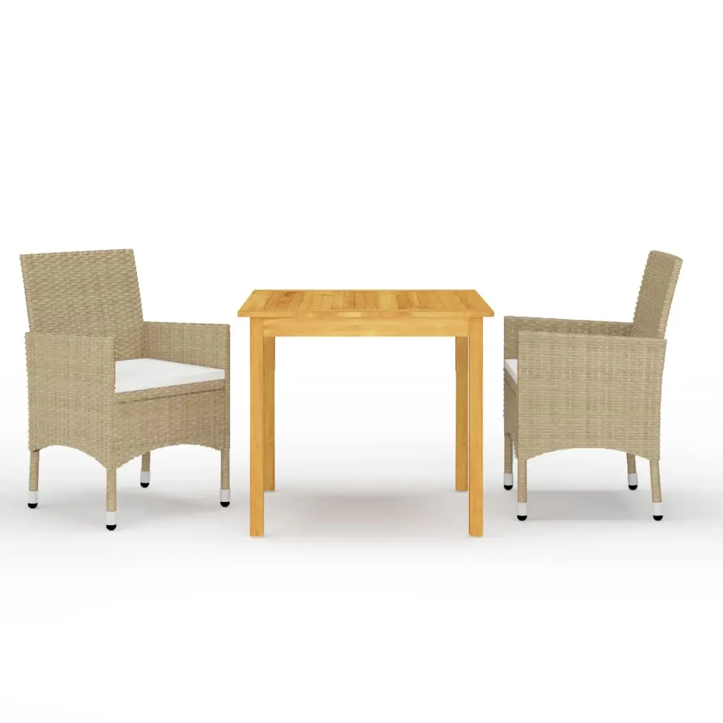 Ensemble à manger de jardin 3 pcs Beige vidaXL 3067669