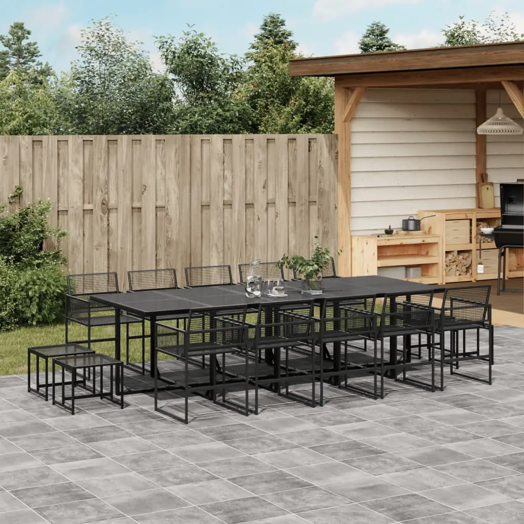 Ensemble à manger de jardin 15 pcs noir résine tressée vidaXL 3295046