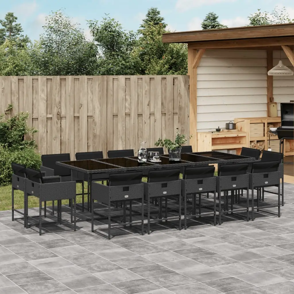 Ensemble à manger de jardin 15 pcs coussins noir résine tressée vidaXL 3278178