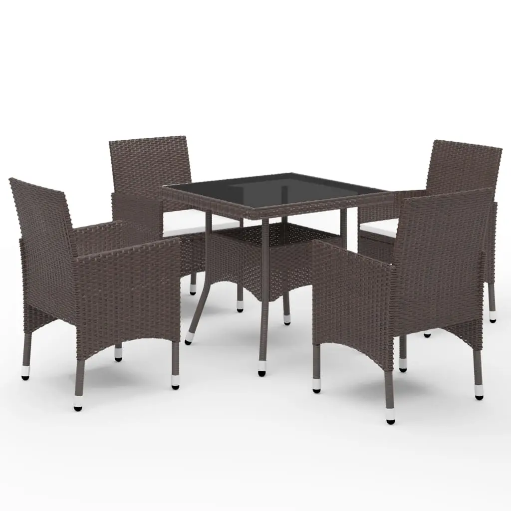 Ensemble à manger de jardin 5pcs Marron Résine tressée et verre vidaXL 3058321