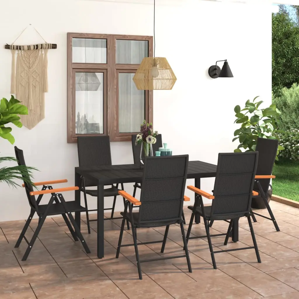 Ensemble à manger de jardin 7 pcs noir et marron vidaXL 3060085