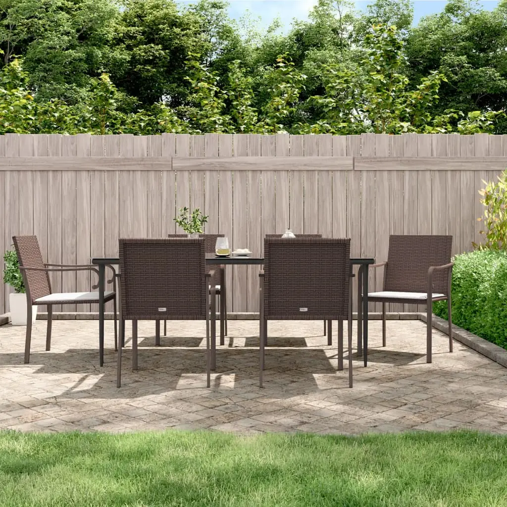 Ensemble à manger de jardin 7 pcs coussins résine tressée acier vidaXL 3186949