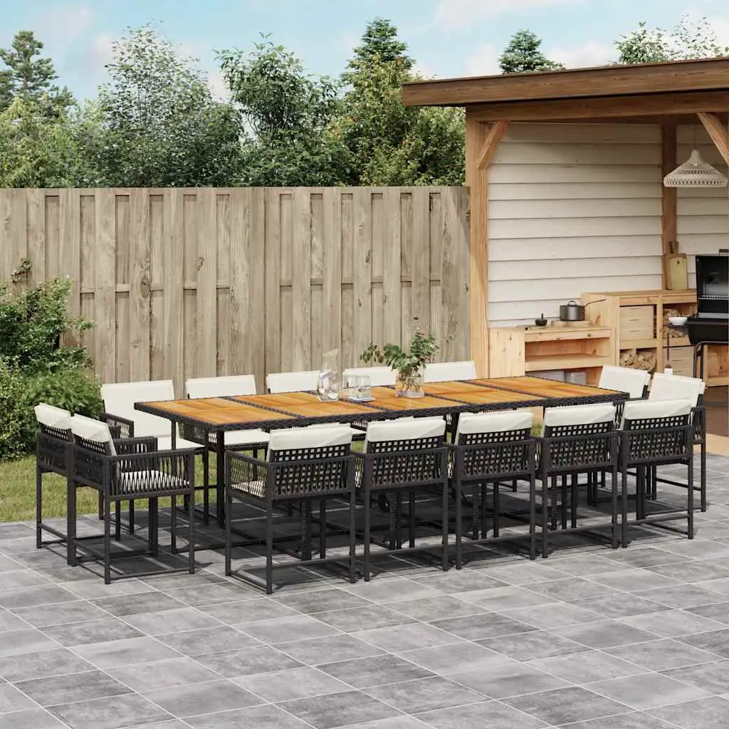 Ensemble à manger de jardin 15 pcs coussins noir résine tressée vidaXL 3211599