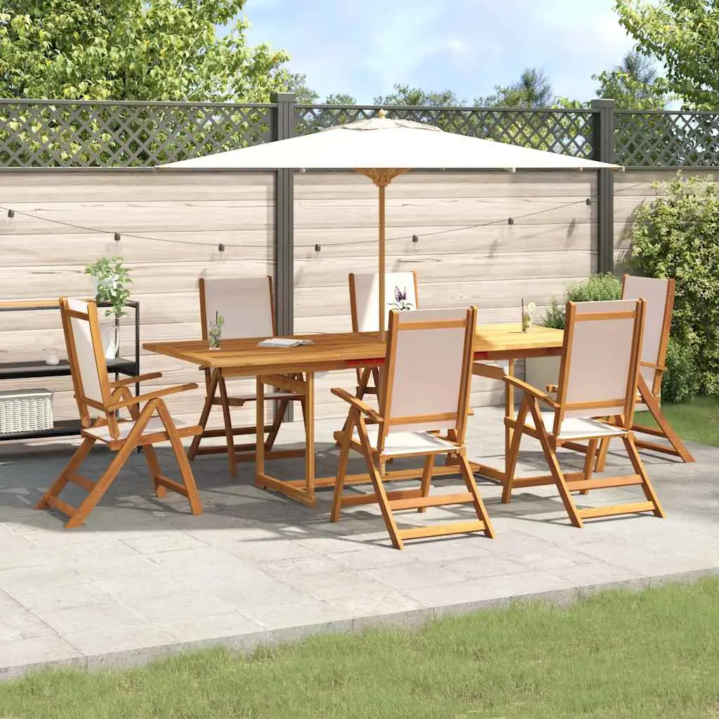 Ensemble à Manger de jardin 7pcs bois d’acacia solide textilène vidaXL 3279278
