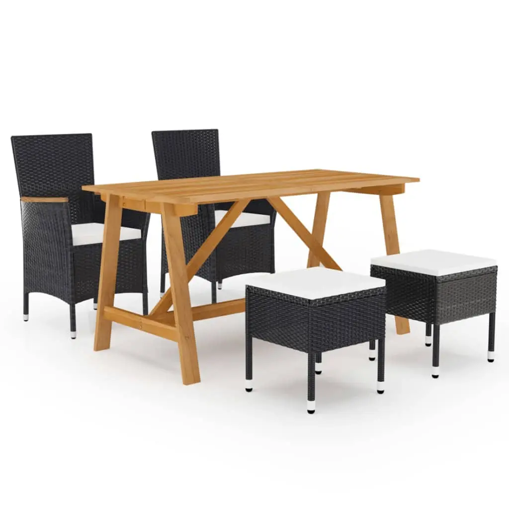 Ensemble à manger de jardin 5 pcs Noir vidaXL 3068747