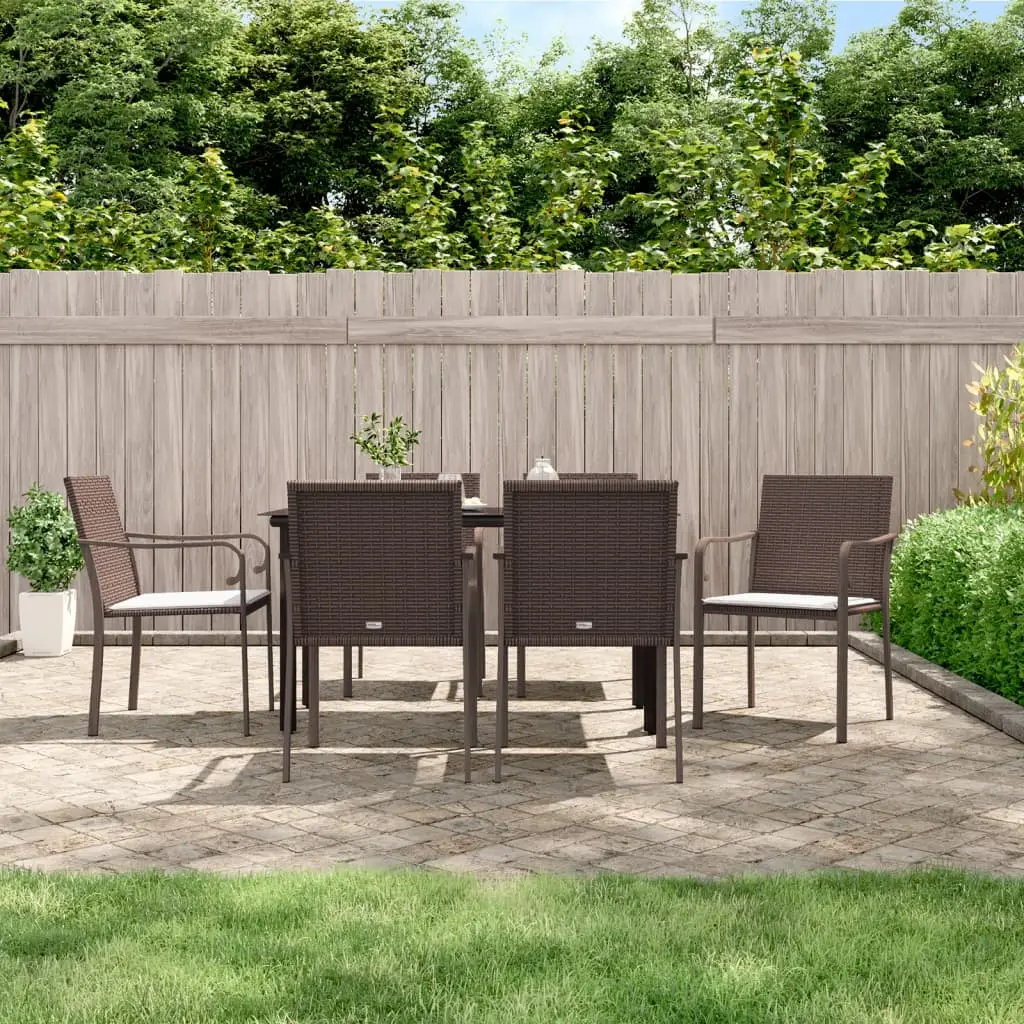 Ensemble à manger de jardin 7 pcs coussins résine tressée acier vidaXL 3186958