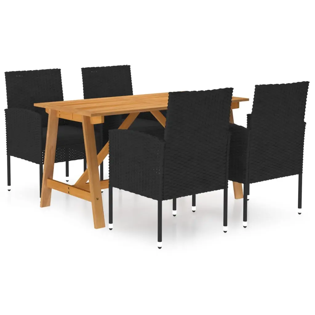 Ensemble à manger de jardin 5 pcs Noir vidaXL 3068781