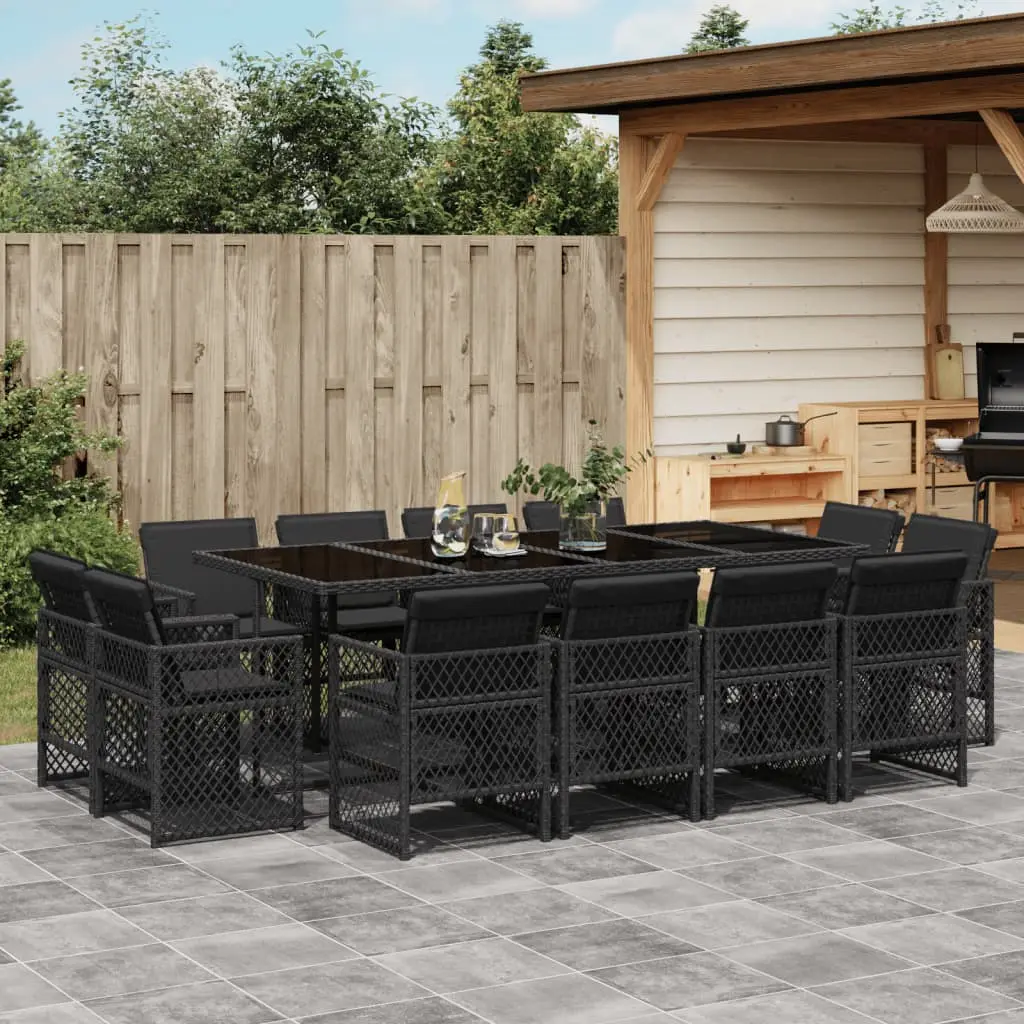Ensemble à manger de jardin 13 pcs coussins noir résine tressée vidaXL 3210859