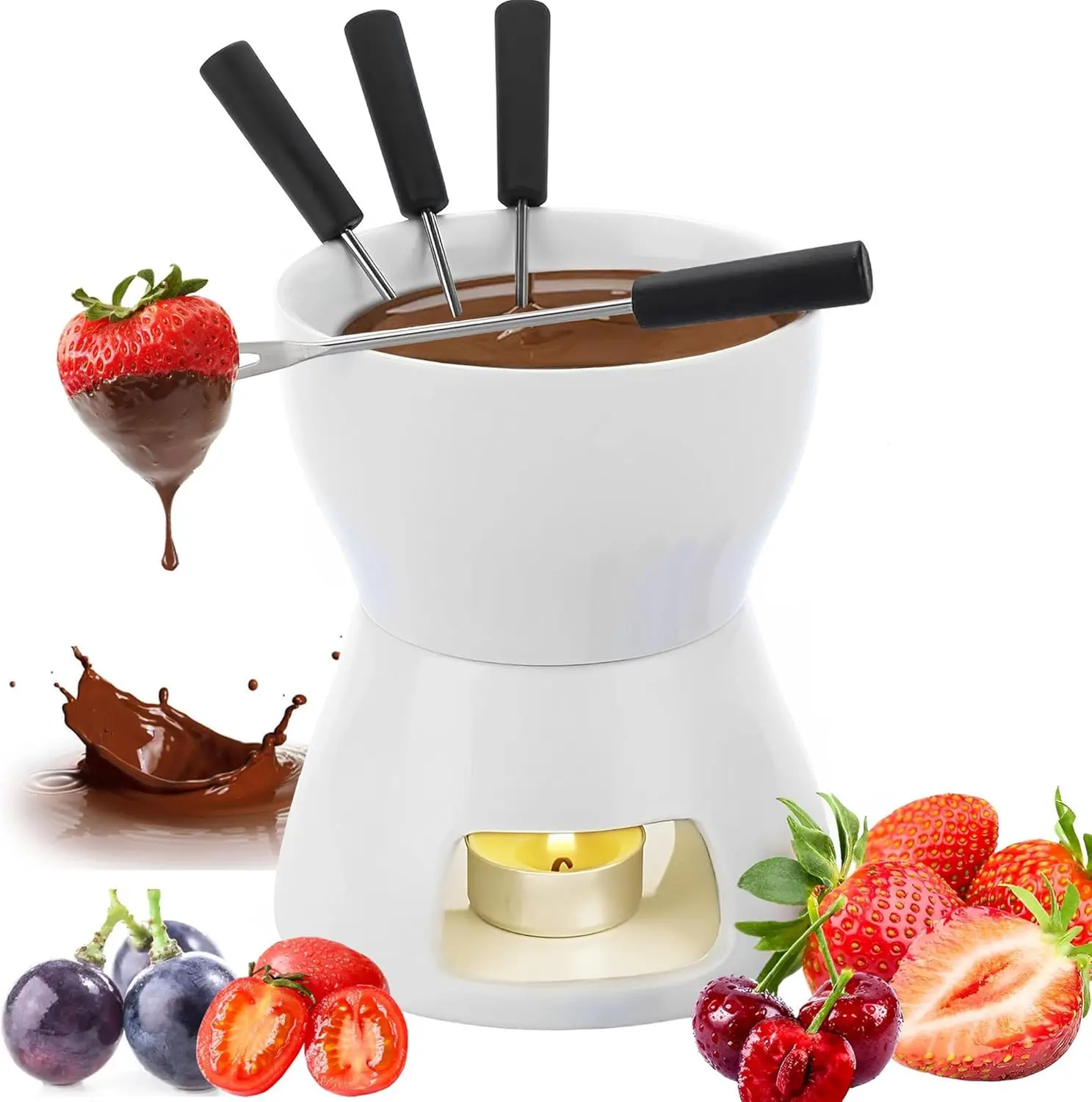 Ensemble à fondue en céramique avec fourchettes