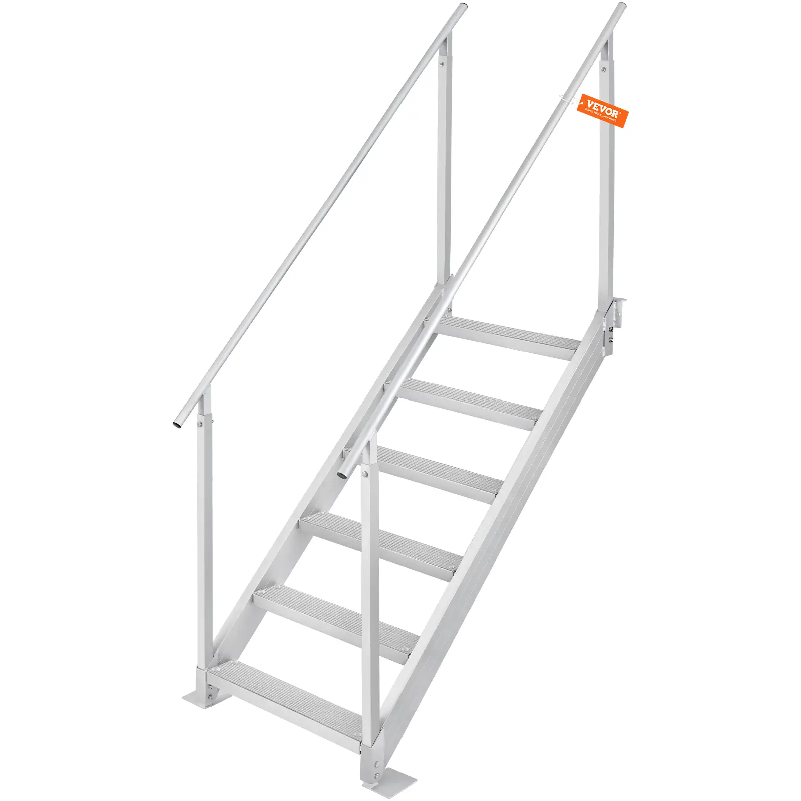 VEVOR Echelle de ponton, hauteur réglable 109-130 cm, 6 marches aluminium, charge 226 kg. Pour bateaux, piscine.