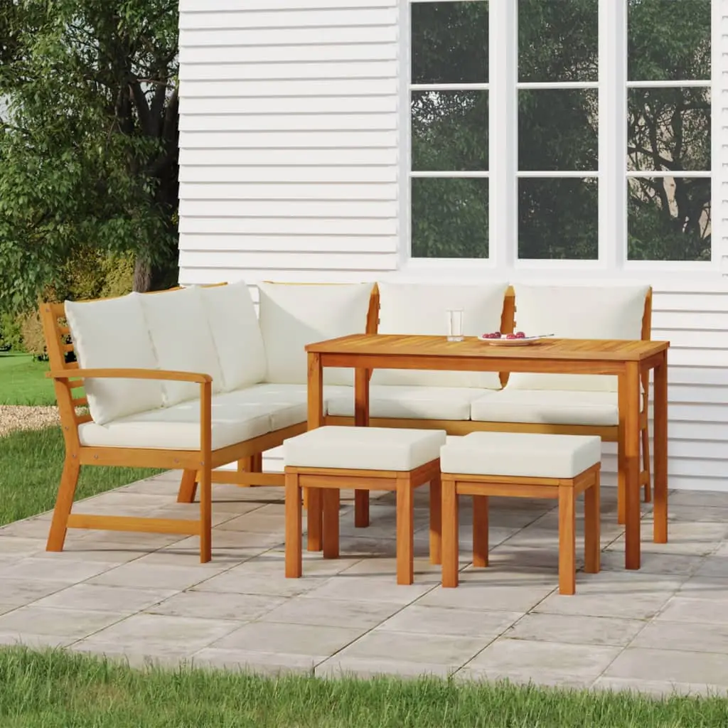 Ensemble à manger de jardin 6 pcs avec coussins Bois d’acacia vidaXL 3154964