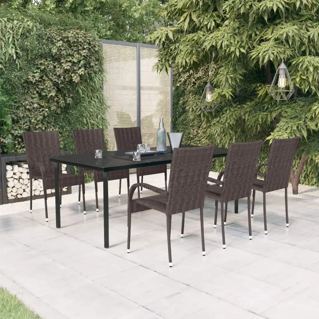 Ensemble à manger de jardin 7 pcs Marron et noir vidaXL 3099387