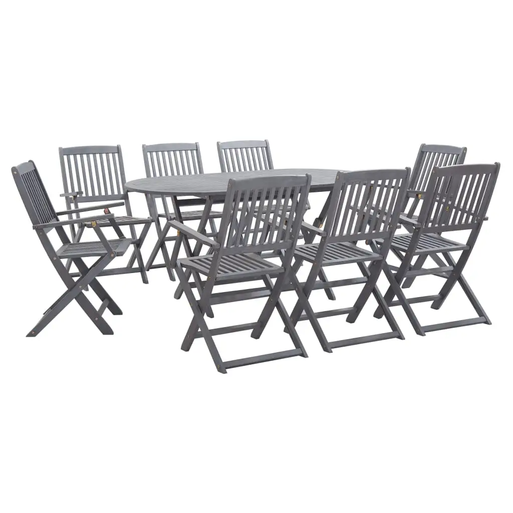 Ensemble à manger de jardin 9 pcs Bois d’acacia massif Gris vidaXL 278924