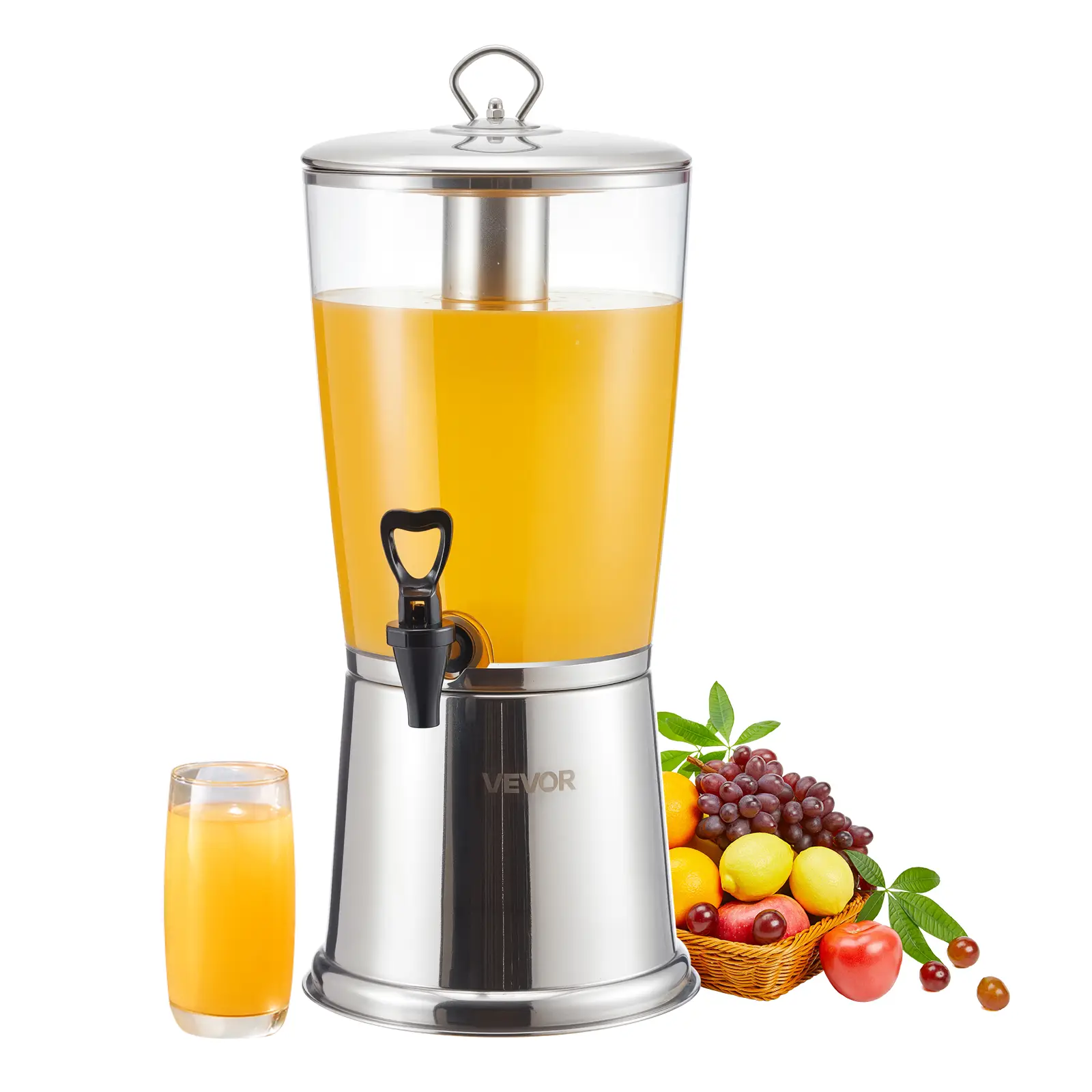 VEVOR Distributeur 8 L, acier inox, avec compartiment à glace.