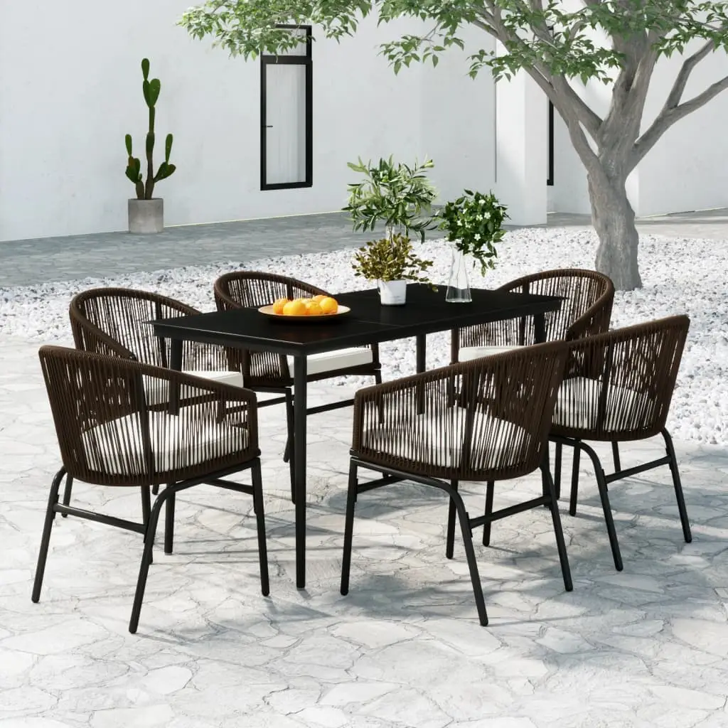 Ensemble à manger de jardin 7 pcs Marron vidaXL 3099248