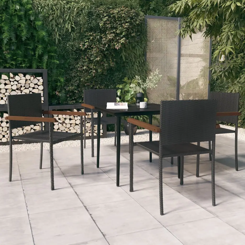 Ensemble à manger de jardin 5 pcs Noir vidaXL 3099420
