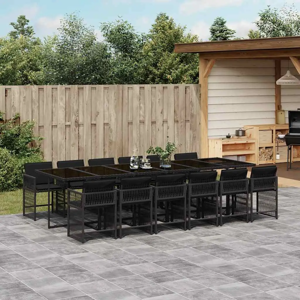 Ensemble à manger de jardin 13 pcs coussins noir résine tressée vidaXL 3211663