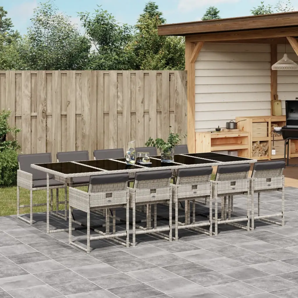Ensemble à manger de jardin 11pcs avec coussins gris poly rotin vidaXL 3278062