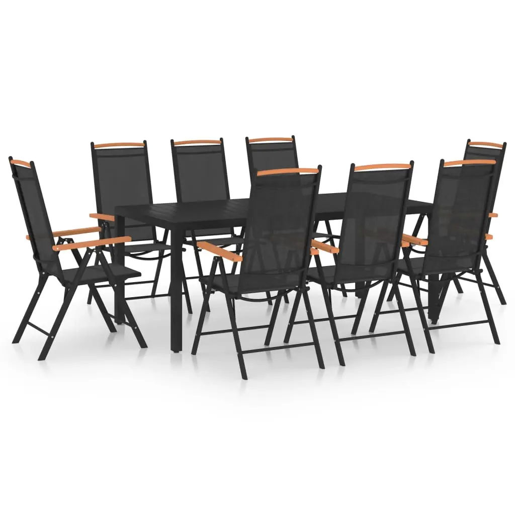Ensemble à manger de jardin 9 pcs aluminium noir vidaXL 3070627