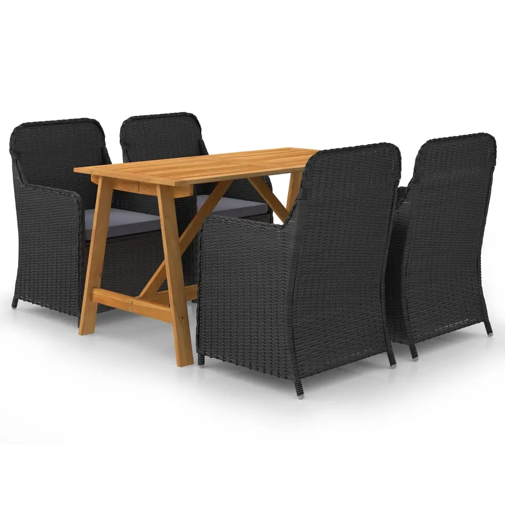 Ensemble à manger de jardin 5 pcs Noir vidaXL 3068769