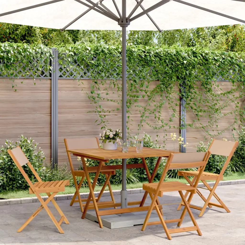 Ensemble à manger de jardin 5 pcs taupe tissu et bois massif vidaXL 3281786