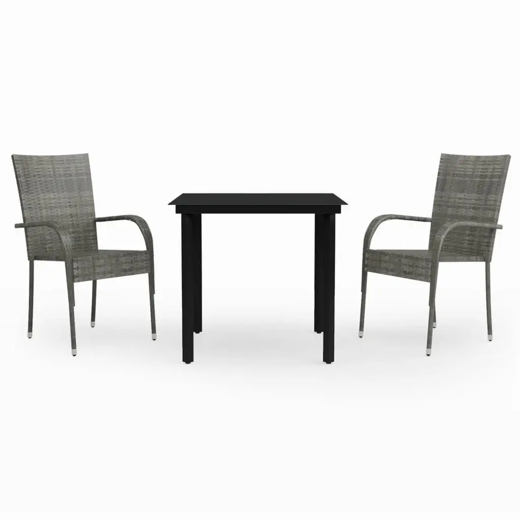 Ensemble à manger de jardin 3 pcs | Mobilier d’extérieur Gris et noir Maison Chic