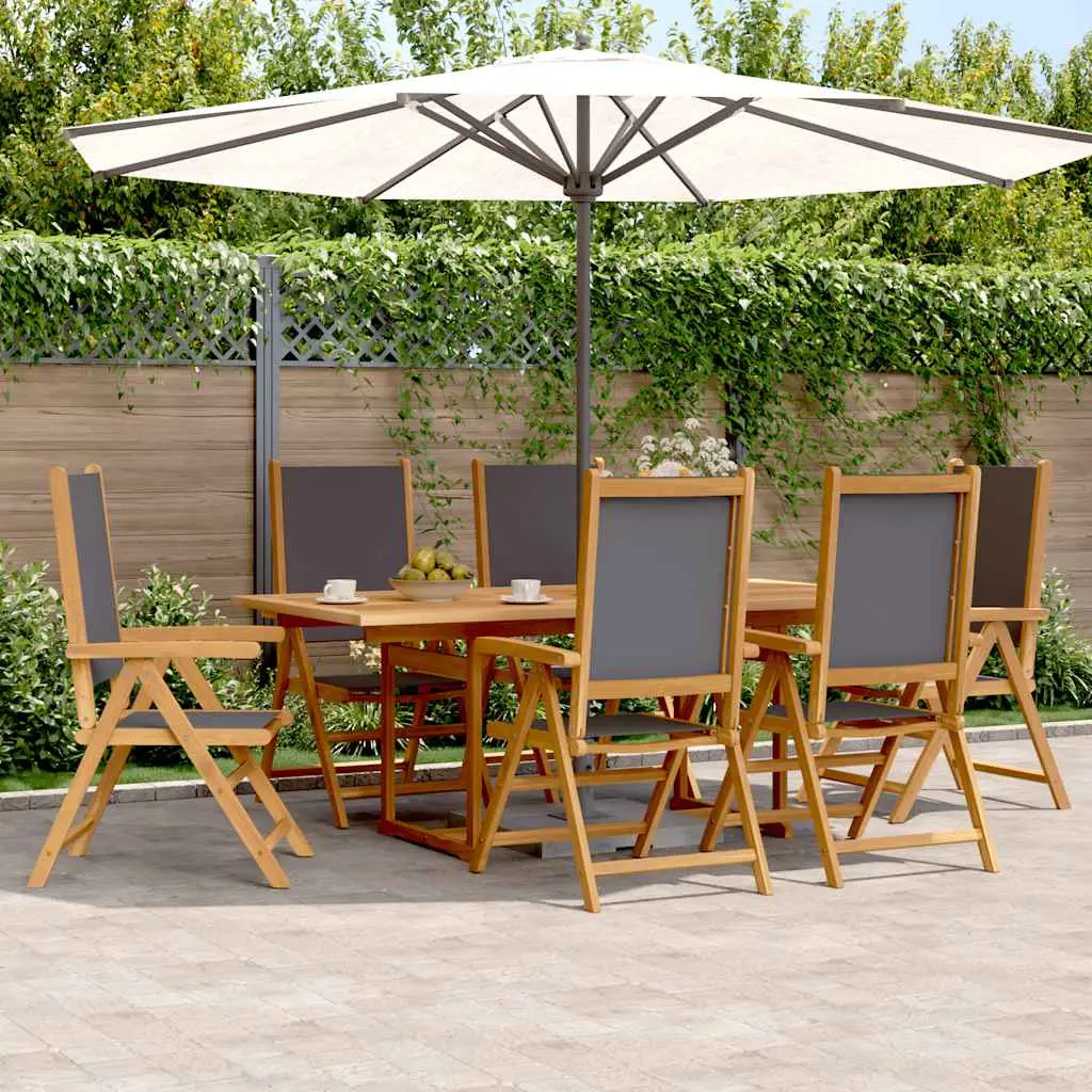 Ensemble à manger de jardin 7 pcs anthracite tissu bois massif vidaXL 3281737