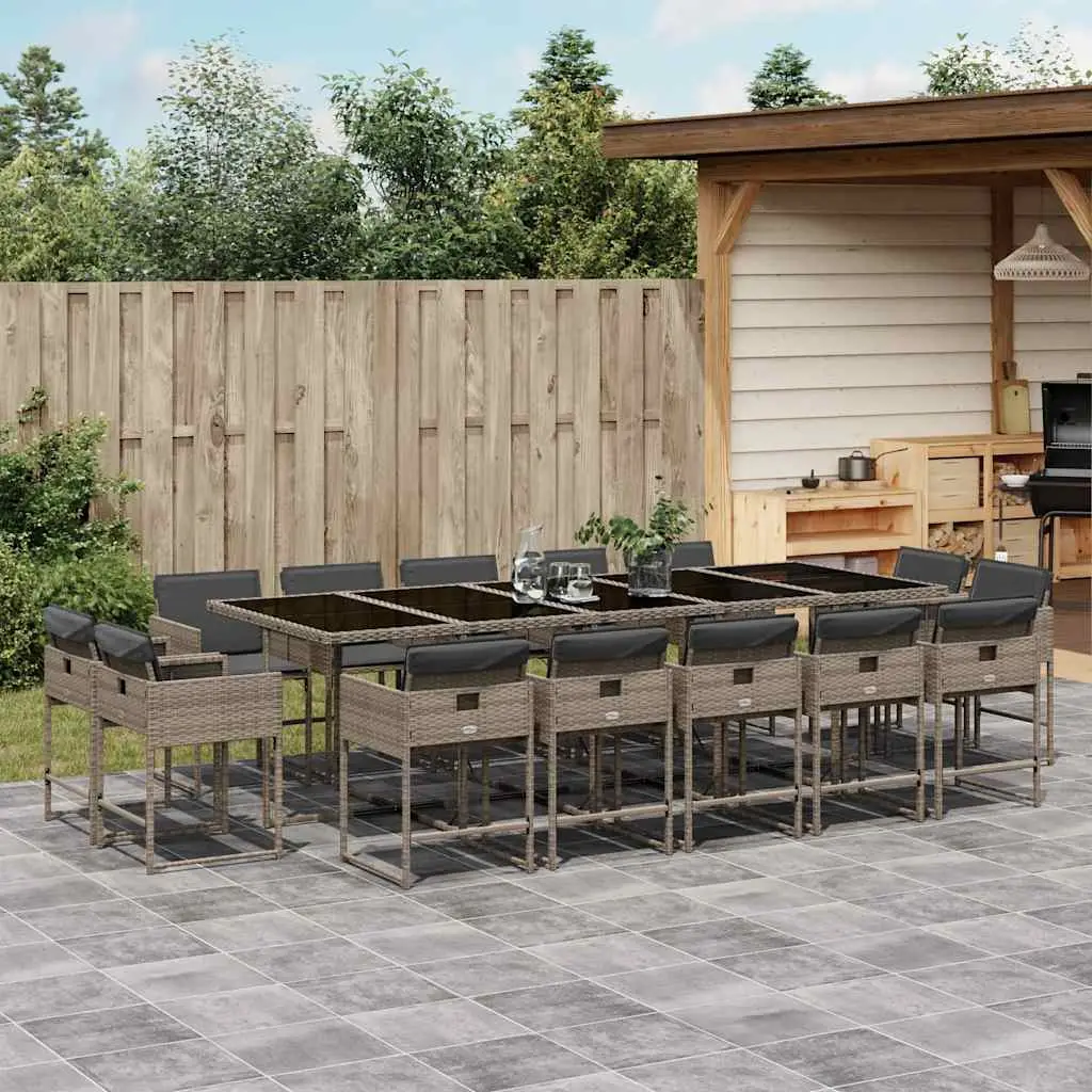 Ensemble à manger de jardin 15 pcs coussins gris résine tressée vidaXL 3211412