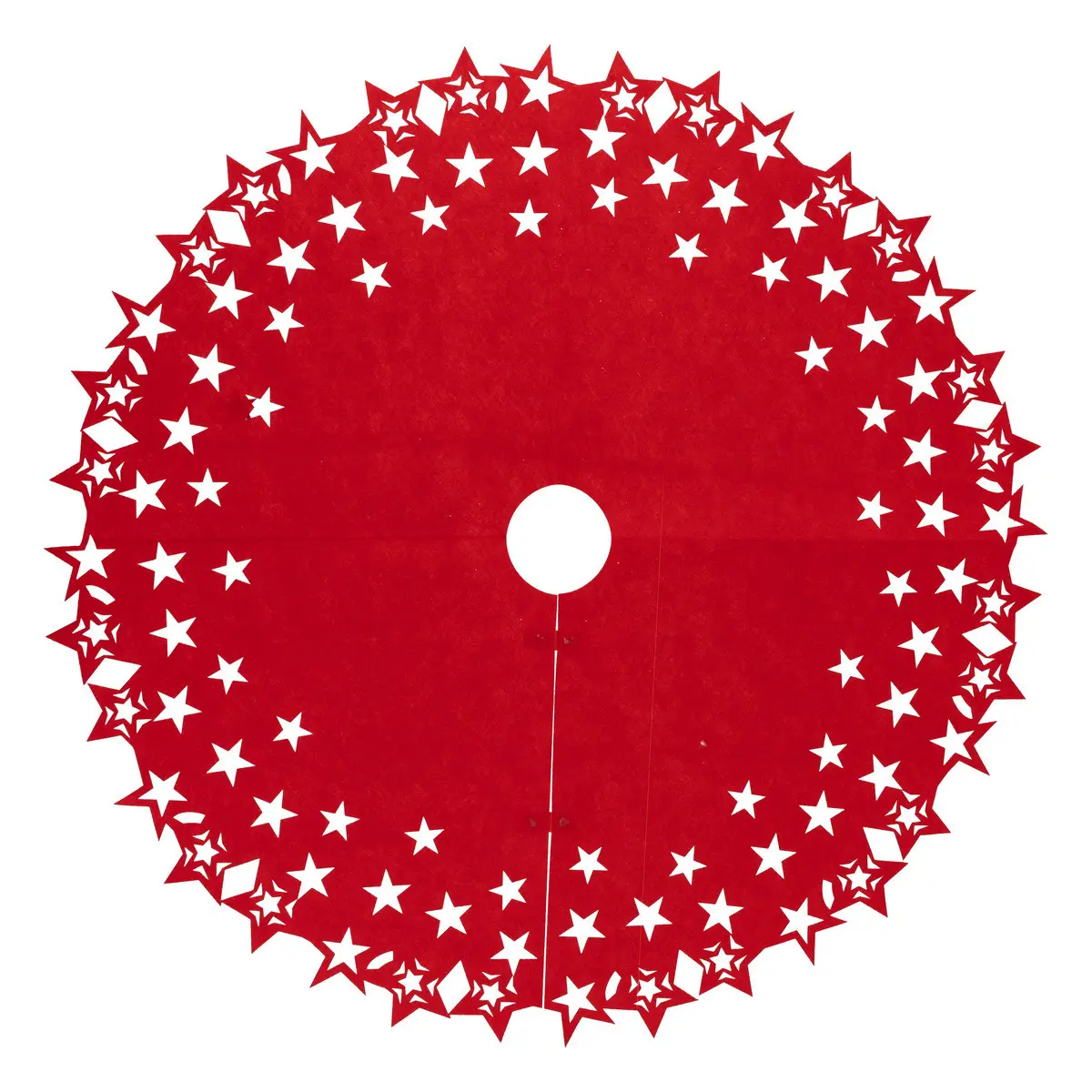 Déco de noël Tapis pour pied de Sapin en feutrine Rouge et Blanc D 100 cm