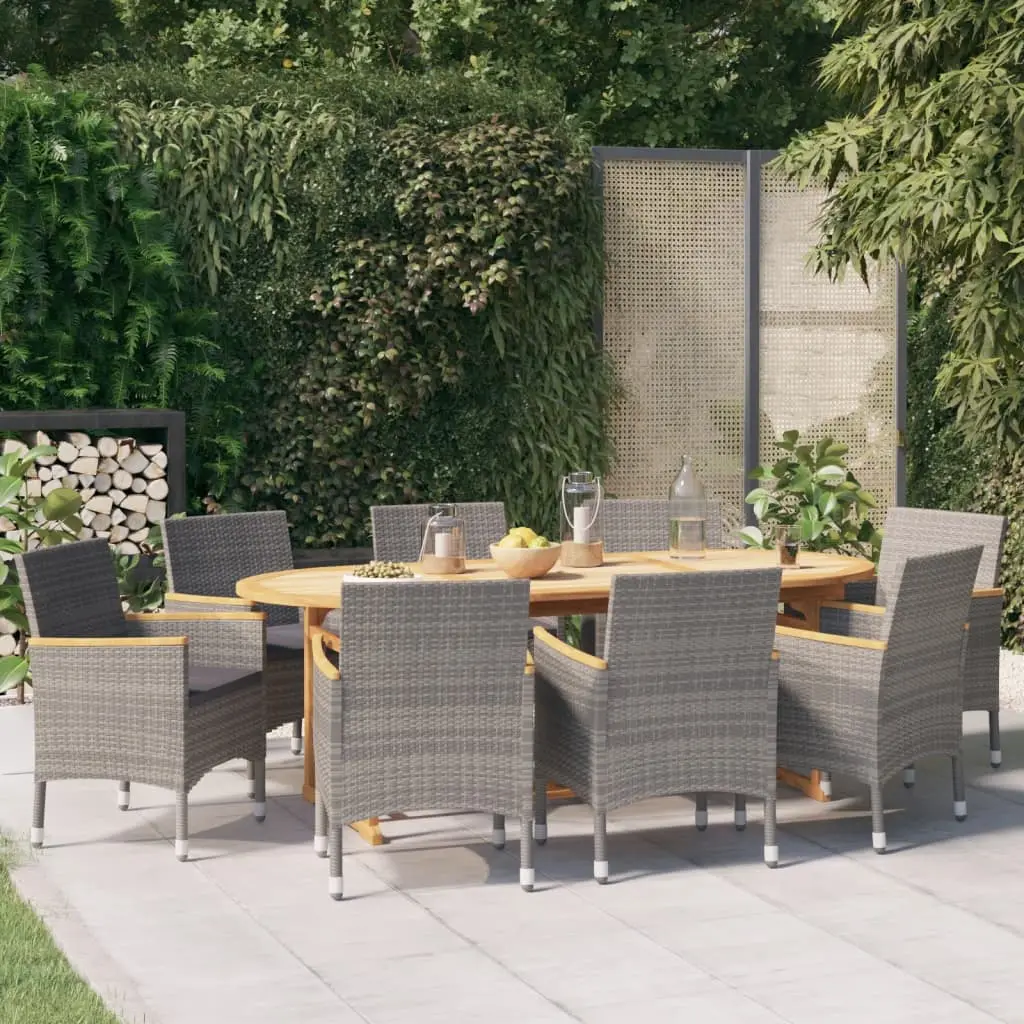 Ensemble à manger de jardin 9 pcs avec coussins Gris vidaXL 3103601