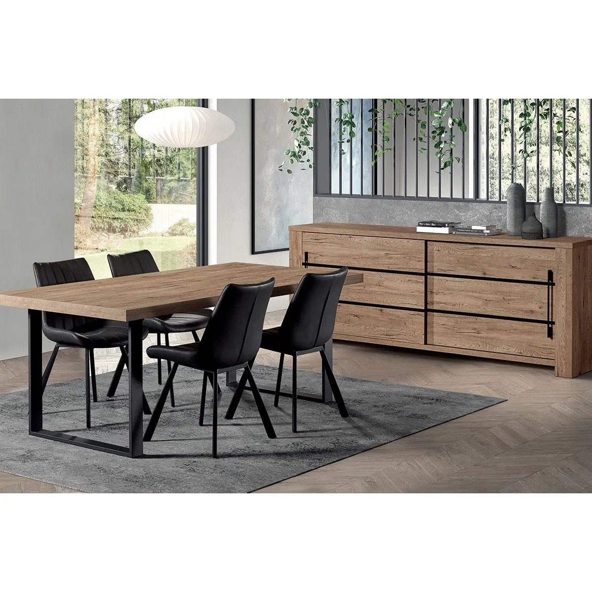 Ensemble Buffet + Table 200cm Aspect Bois – NILLA