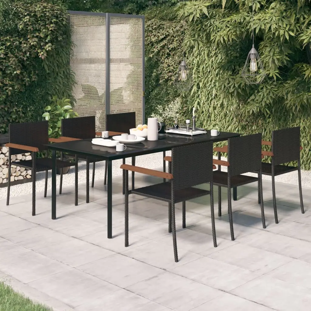 Ensemble à manger de jardin 7 pcs Noir vidaXL 3099417