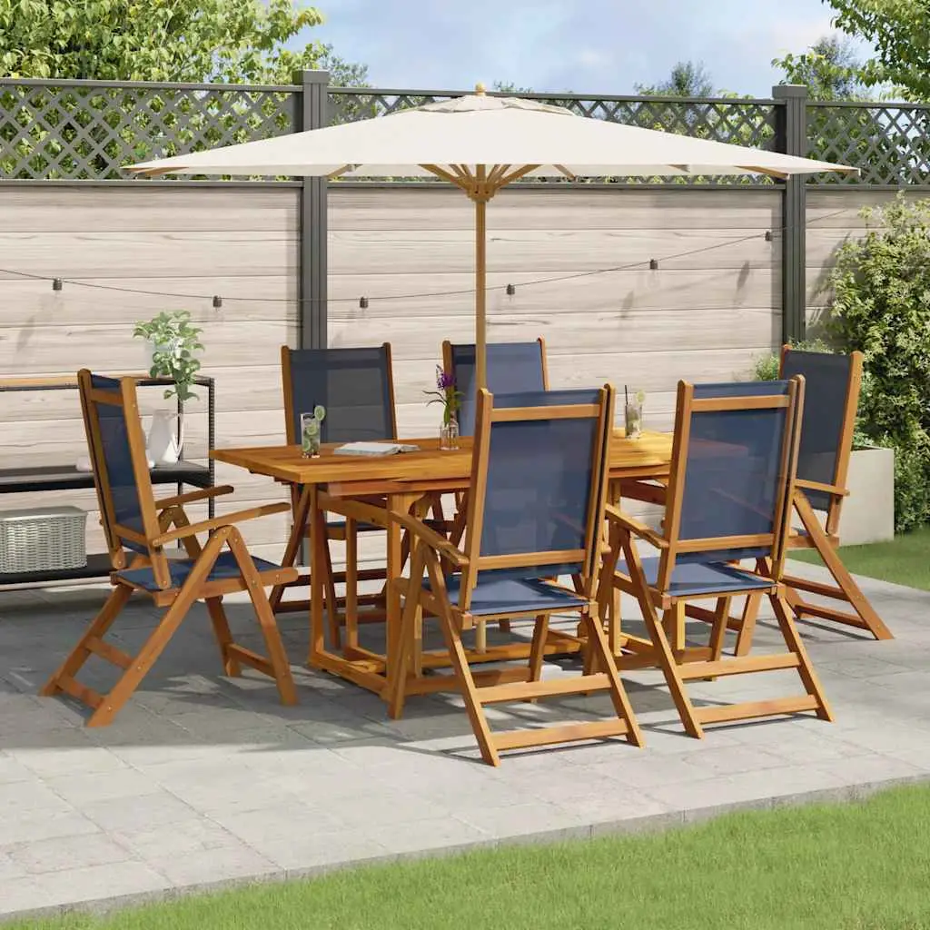 Ensemble à Manger de jardin 7pcs bois d’acacia solide textilène vidaXL 3279311