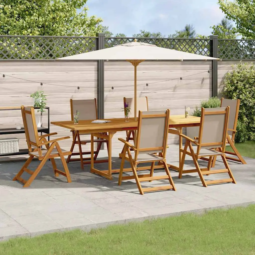 Ensemble à Manger de jardin 7pcs bois d’acacia solide textilène vidaXL 3279320