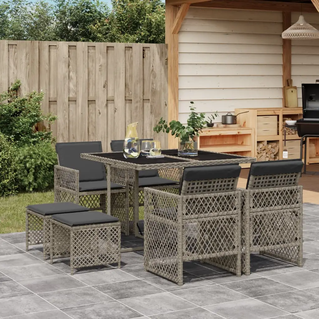 Ensemble à manger de jardin 9 pcs coussins gris résine tressée vidaXL 3210776