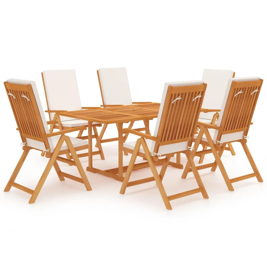 Ensemble à manger de jardin 7 pcs coussins Bois de teck massif vidaXL 3059544