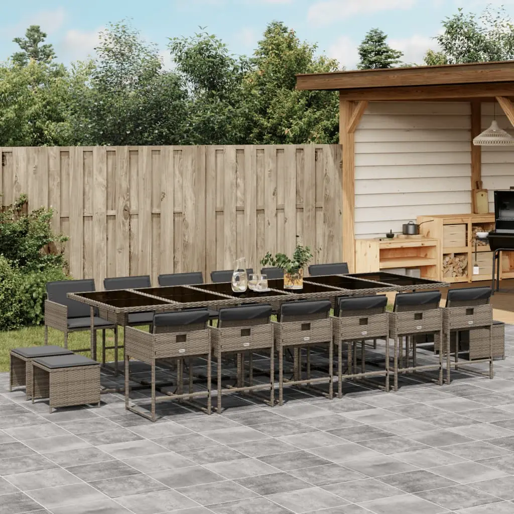 Ensemble à manger de jardin 17 pcs et coussins résine tressée vidaXL 3278131