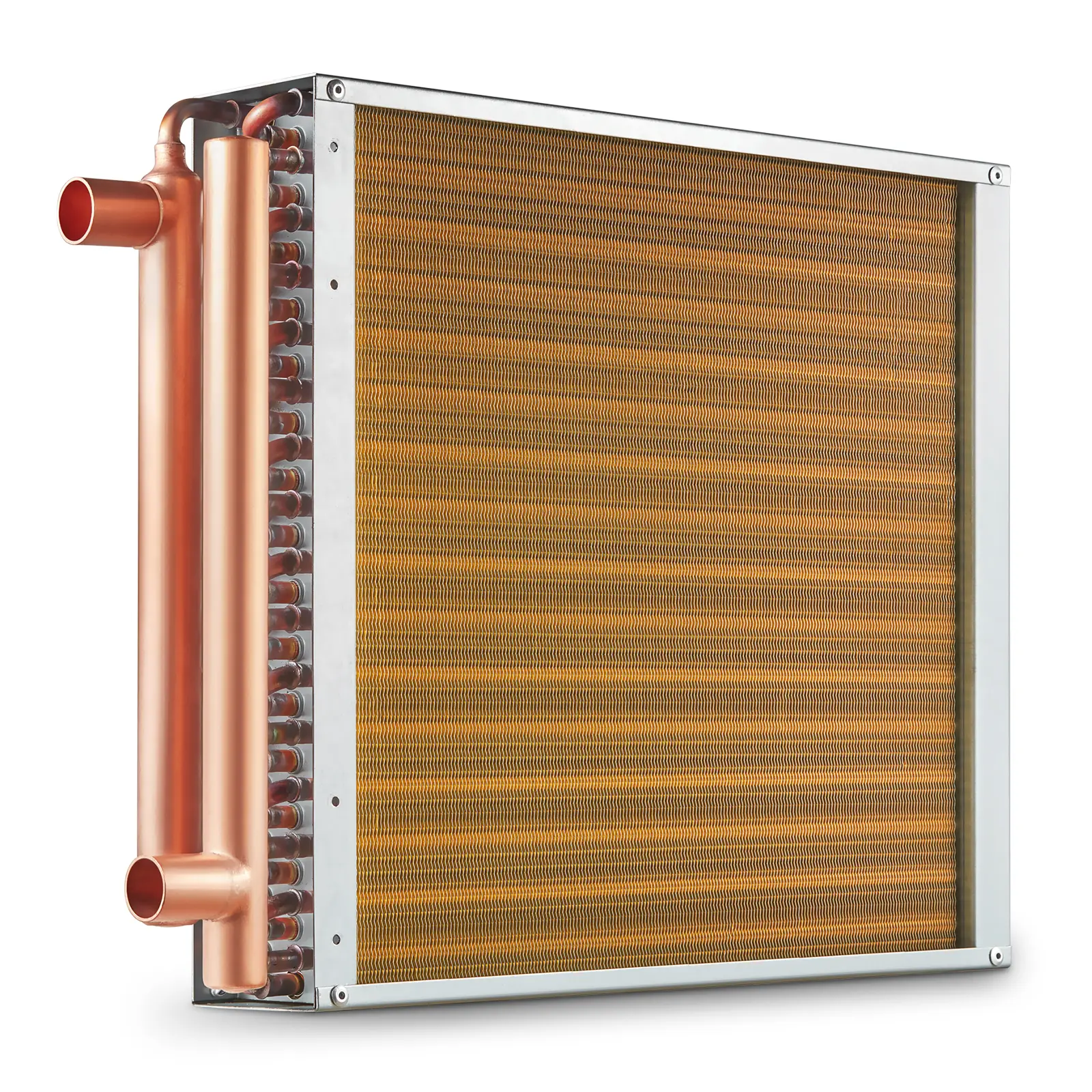 VEVOR Échangeur chaleur air-eau, 16×16 po, 3 rangées cuivre. Pour chauffage domestique.