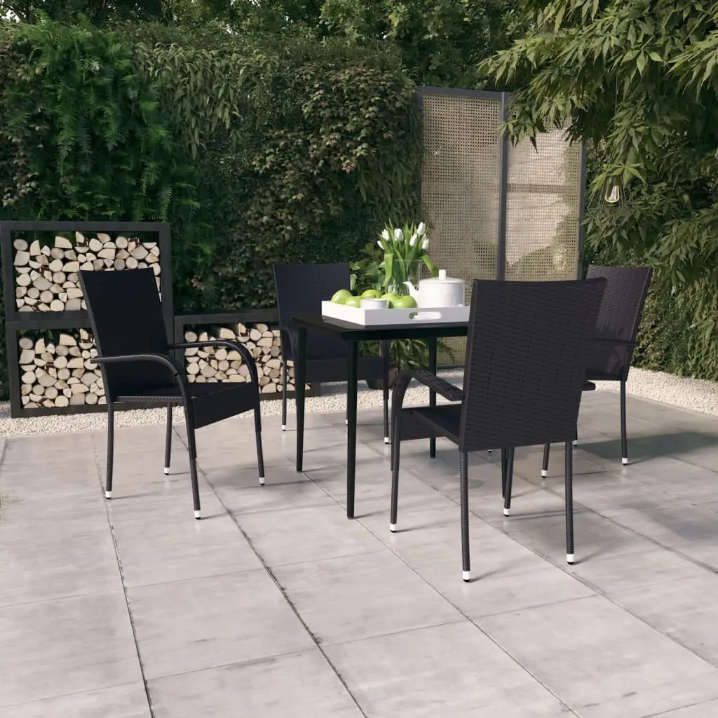 Ensemble à manger de jardin 5 pcs Noir vidaXL 3099396