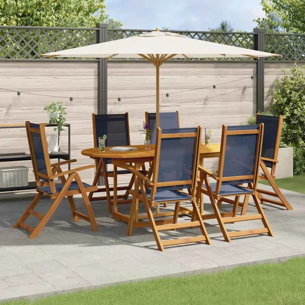 Ensemble à Manger de jardin 7pcs bois d’acacia solide textilène vidaXL 3279309
