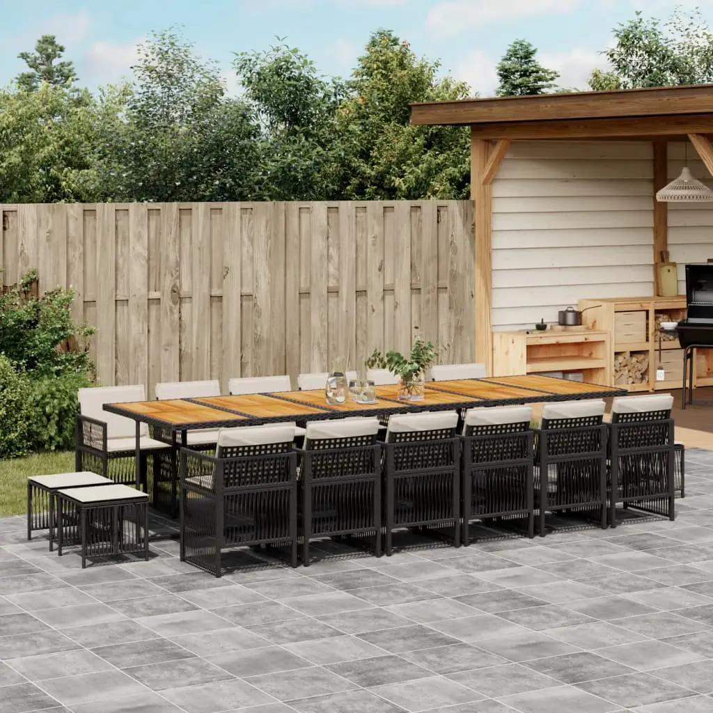 Ensemble à manger de jardin 17 pcs coussins noir résine tressée vidaXL 3211011